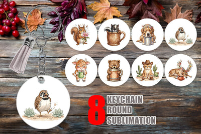Keychain Grumpy Desert Coffee Animal Watercolor Sublimation artnoy 