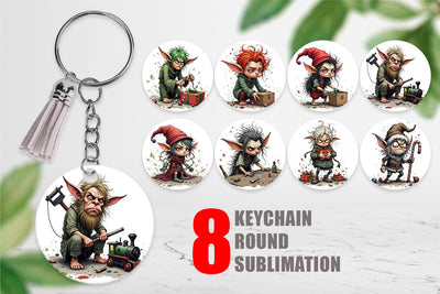 Keychain Grumpy Elf Workshop Sublimation artnoy 