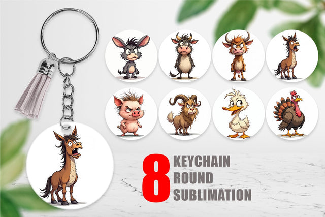 Keychain Grumpy Farm Animals Sublimation artnoy 