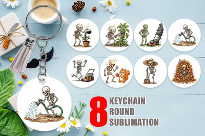 Keychain Grumpy Garden Dad Bone Watercolor Sublimation artnoy 