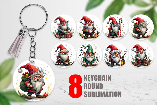 Keychain Grumpy Gnome Christmas Sublimation artnoy 