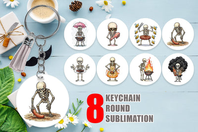 Keychain Grumpy Grill Dad Bone Watercolor Sublimation artnoy 