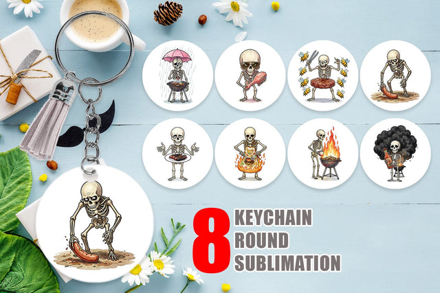Keychain Grumpy Grill Dad Bone Watercolor Sublimation artnoy 