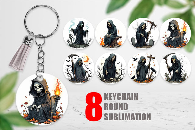 Keychain Grumpy Grim Reaper Sublimation artnoy 