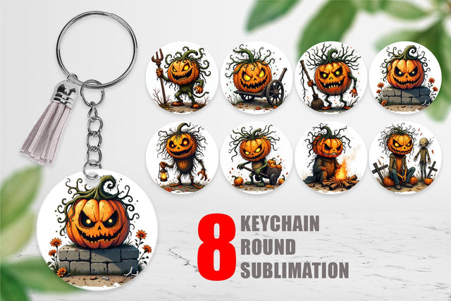 Keychain Grumpy Jack o Lantern Sublimation artnoy 