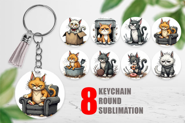 Keychain Grumpy Kitty Sublimation artnoy 