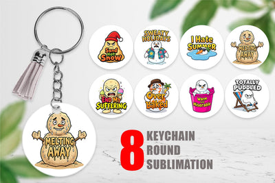 Keychain Grumpy Melting Snowman Sarcastic Quotes Sublimation artnoy 