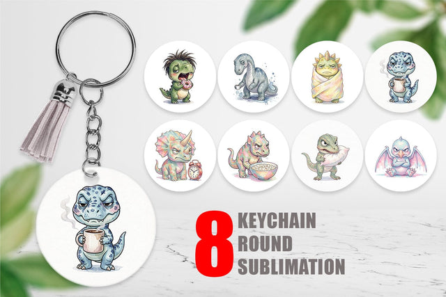 Keychain Grumpy Monday Dino Sublimation artnoy 