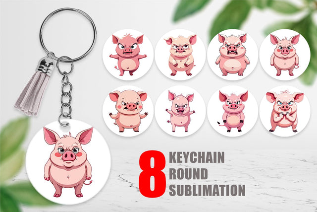 Keychain Grumpy Pig Sublimation artnoy 