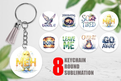 Keychain Grumpy Sleepy Affirmations Sublimation artnoy 