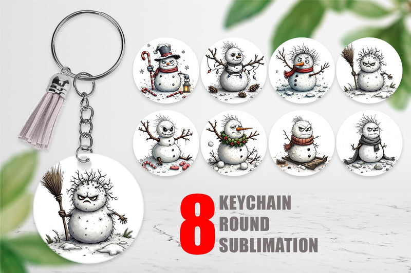 Keychain Grumpy Snowman Sublimation artnoy 