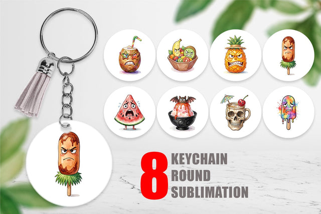 Keychain Grumpy Summerween Luau Treats Sublimation artnoy 