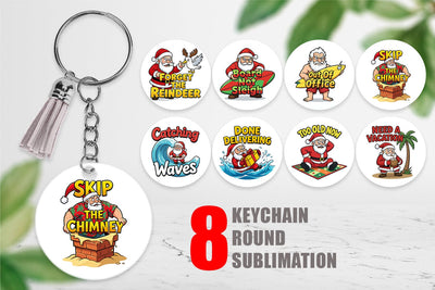 Keychain Grumpy Surfer Santa Sarcastic Quotes Sublimation artnoy 
