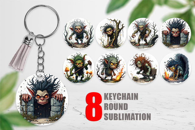 Keychain Grumpy Troll Sublimation artnoy 
