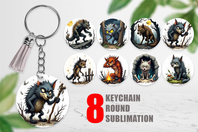 Keychain Grumpy Werewolf Sublimation artnoy 