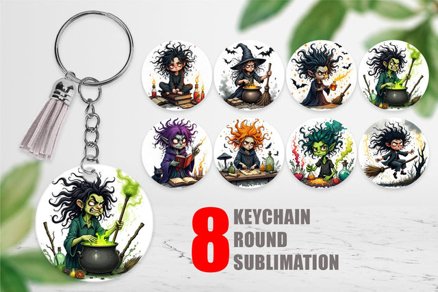 Keychain Grumpy Witch Sublimation artnoy 