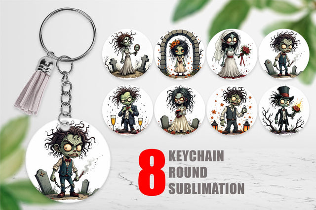 Keychain Grumpy Zombie Couple Sublimation artnoy 