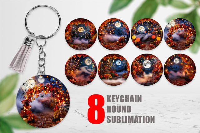 Keychain Halloween Bokeh Scene Sublimation artnoy 