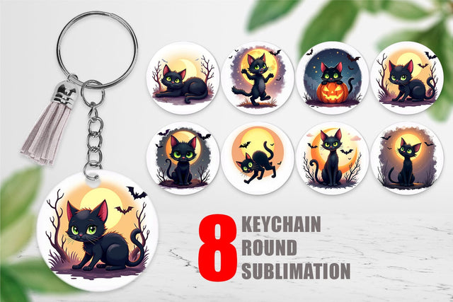 Keychain Halloween Cat Glow Sublimation artnoy 