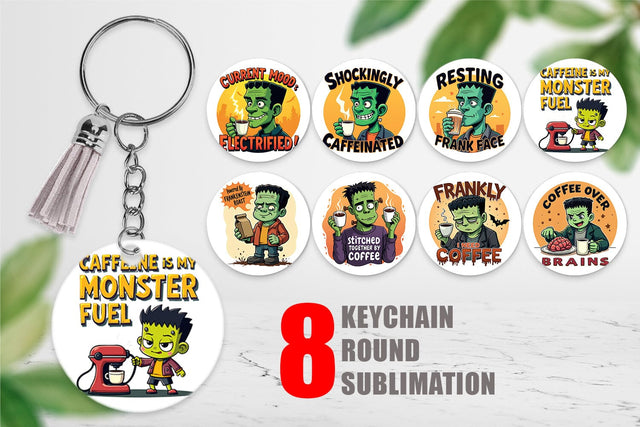 Keychain Halloween Frankenstein Coffee Sublimation artnoy 