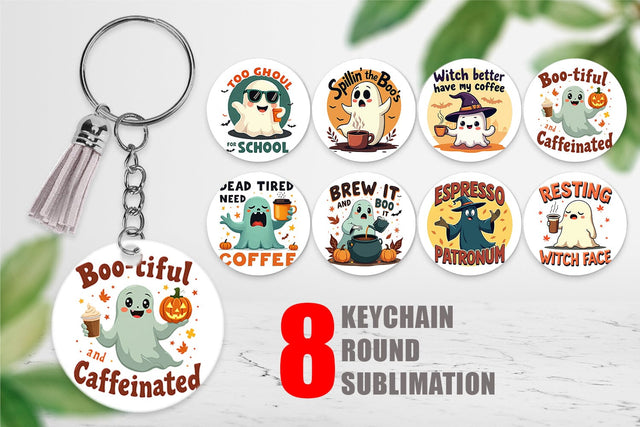 Keychain Halloween Ghost Coffee Sublimation artnoy 