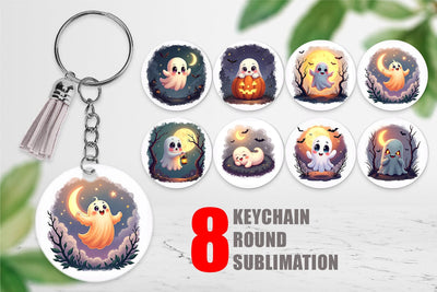 Keychain Halloween Ghostly Charm Sublimation artnoy 