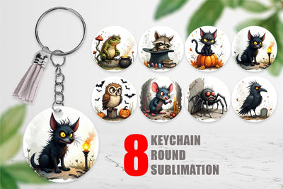 Keychain Halloween Grumpy Critters Sublimation artnoy 