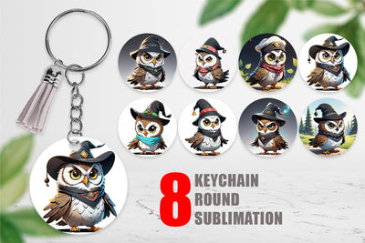 Keychain Halloween Owl Sublimation artnoy 