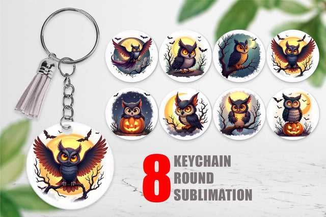 Keychain Halloween Owl Whispers Sublimation artnoy 