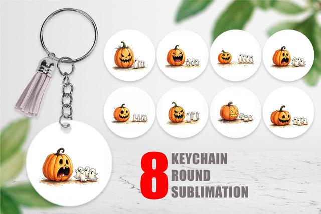 Keychain Halloween Pumpkin Ghosts Sublimation artnoy 