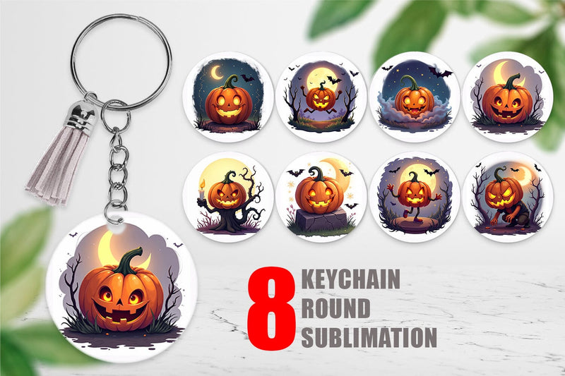 Keychain Halloween Pumpkin Gleam Sublimation artnoy 