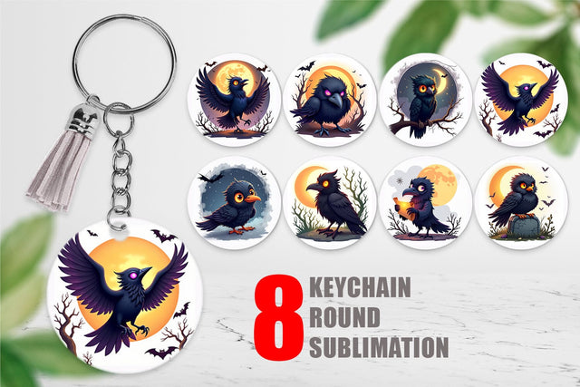 Keychain Halloween Raven Shadow Sublimation artnoy 