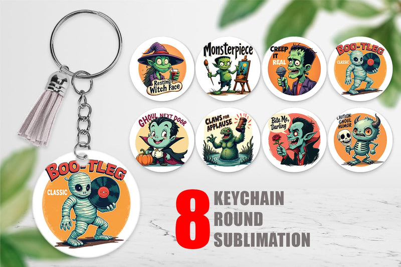 Keychain Halloween Retro Monster Sublimation artnoy 