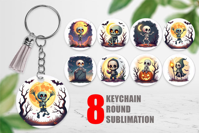Keychain Halloween Skeleton Dance Sublimation artnoy 