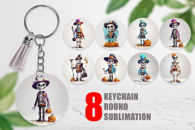 Keychain Halloween Skeleton Sublimation artnoy 