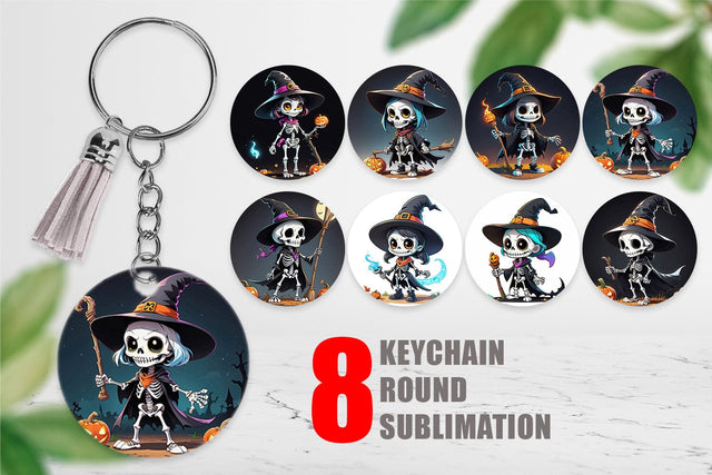 Keychain Halloween Skeleton Sublimation artnoy 