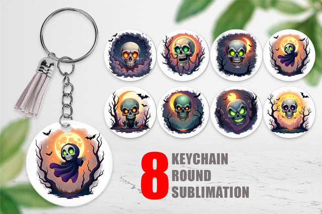 Keychain Halloween Skull Glow Sublimation artnoy 