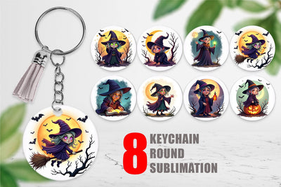 Keychain Halloween Witch Spell Sublimation artnoy 