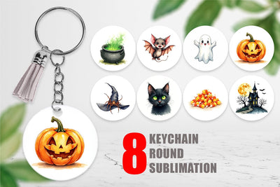 Keychain Halloween Wonders Watercolor Sublimation artnoy 