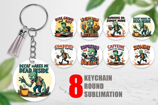 Keychain Halloween Zombie Coffee Sublimation artnoy 