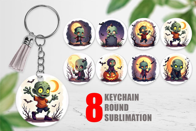Keychain Halloween Zombie Stumble Sublimation artnoy 