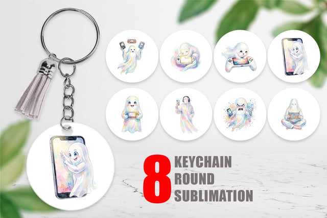 Keychain Handheld Console Gamer Ghost Sublimation artnoy 