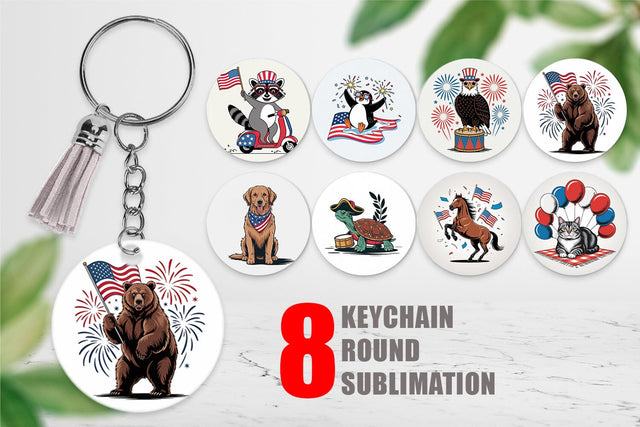 Keychain Happy 4th of July Sublimation artnoy 