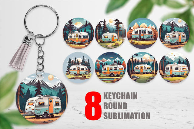 Keychain Happy Camping Sublimation artnoy 