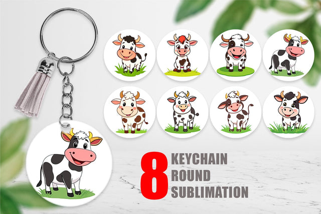 Keychain Happy Cow Face Sublimation artnoy 