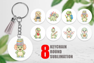Keychain Happy First Day School Dino Sublimation artnoy 