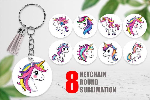 Keychain Happy Unicorn Sublimation artnoy 
