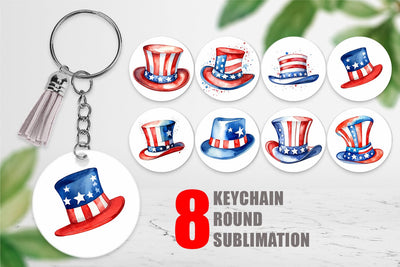 Keychain Hat 4th of July Sublimation artnoy 