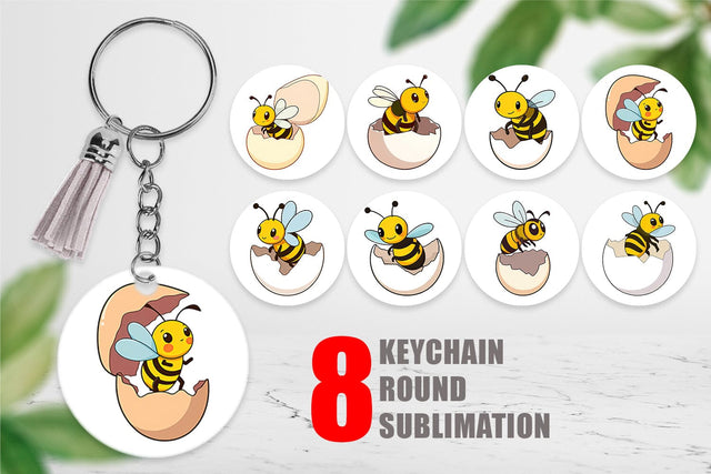 Keychain Hatching Baby Bee Sublimation artnoy 