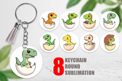 Keychain Hatching Baby Dinosaur Sublimation artnoy 